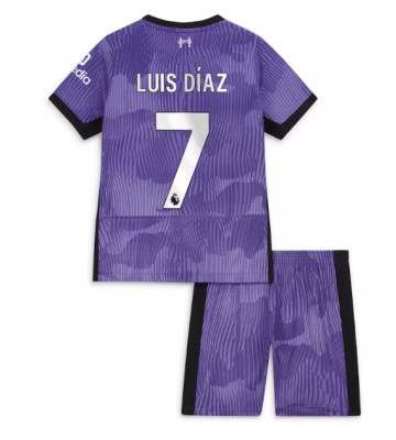 Lacne Dětský Futbalové dres Liverpool Luis Diaz #7 2023-24 Krátky Rukáv - Tretina (+ trenírky)